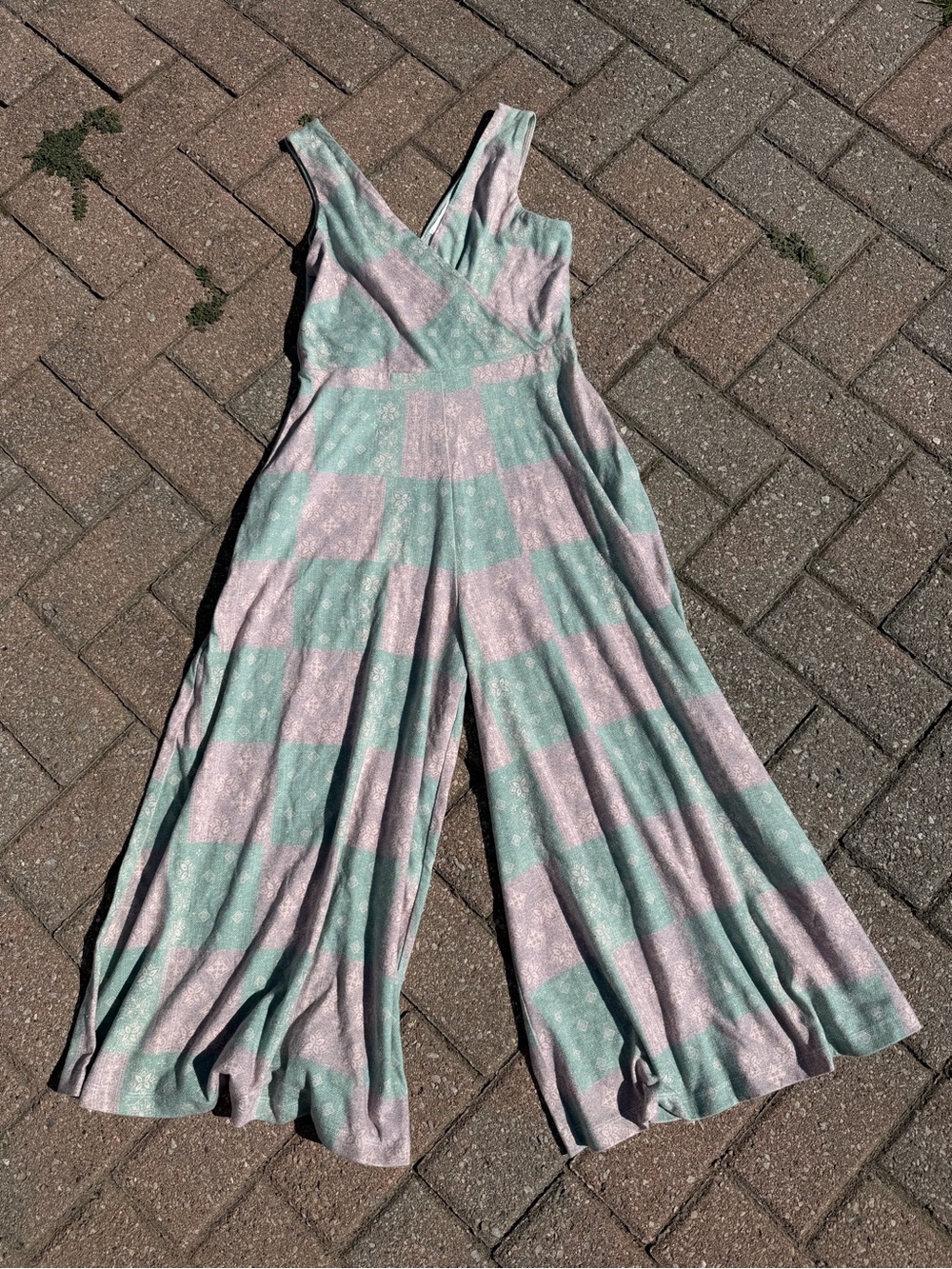 Patchwork Wide-Leg Jumpsuit Size S